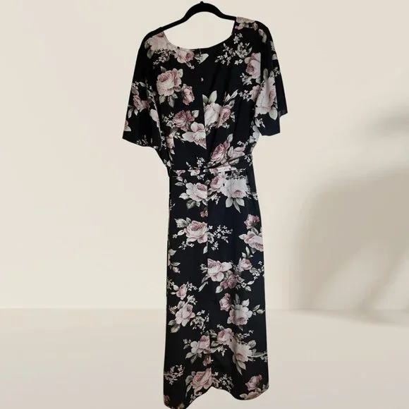🌸 Milumia Black Floral Wrap Maxi Dress – Women’s 4XL - Picture 6 of 7